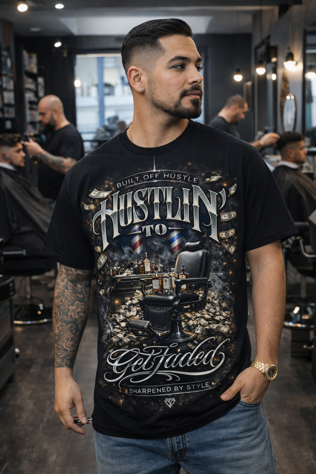 Hustlin’ To Get Faded Tee – Built Off Hustle Streetwear